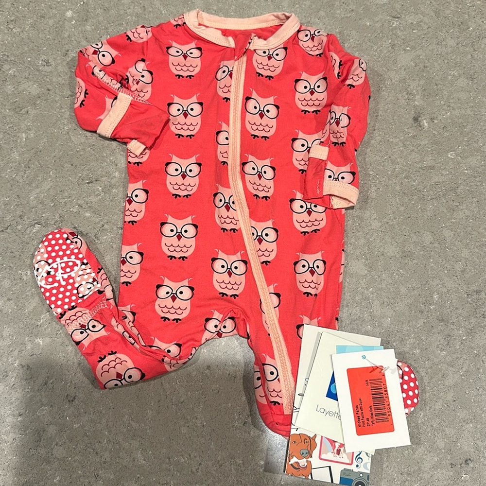 KicKee Pants Zip Footie, Wise Owl, 0-3 months